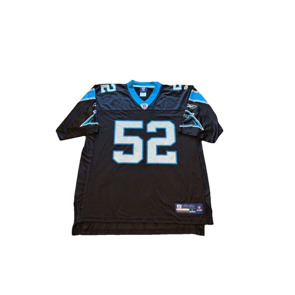 VTG Carolina Panthers #52 Jon Beason Reebok NFL Equipment Adult Jersey Size L